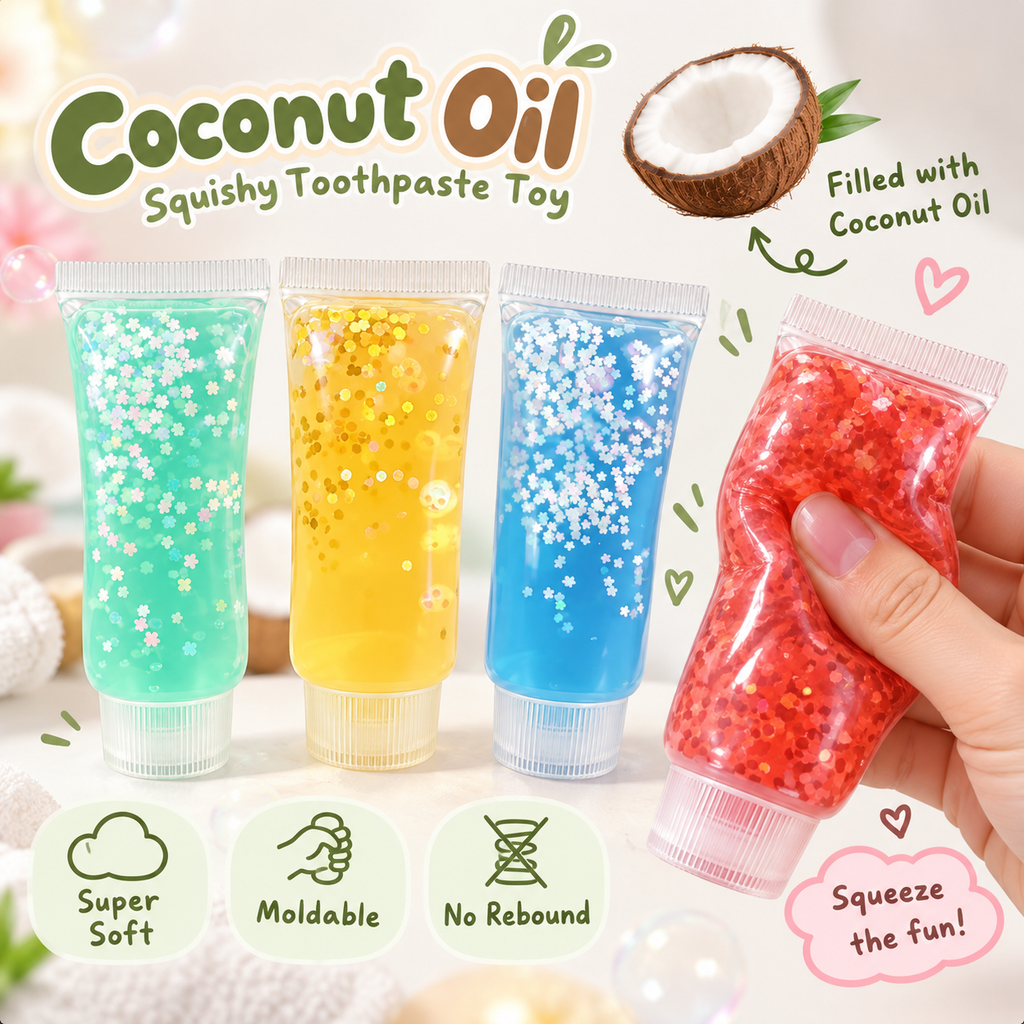 Coconut Oil Toothpaste Squishy  – Satisfying Sensory Toy - 1-PIECE BOX