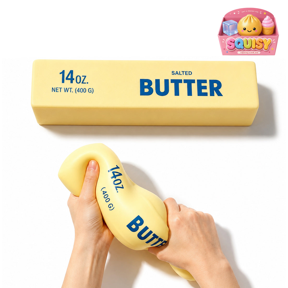 SQUISY Giant Butter Squishy Sensory Stress Relief Toy - 1-PIECE BOX