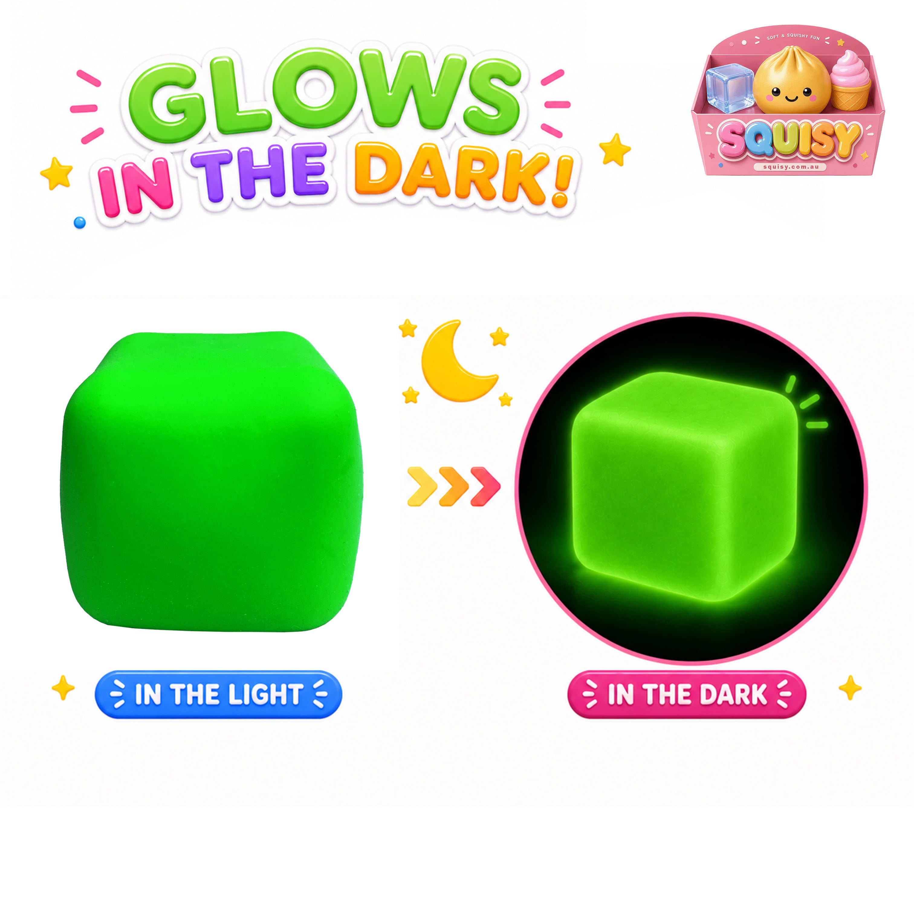 Glow Cube Squishy - 1 Piece Squishy Box